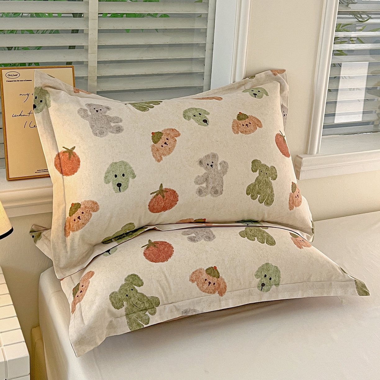 91家纺网 家纺一手货源 找家纺 （总）依庭 2025新款高克重全棉纯棉磨毛印花单枕套