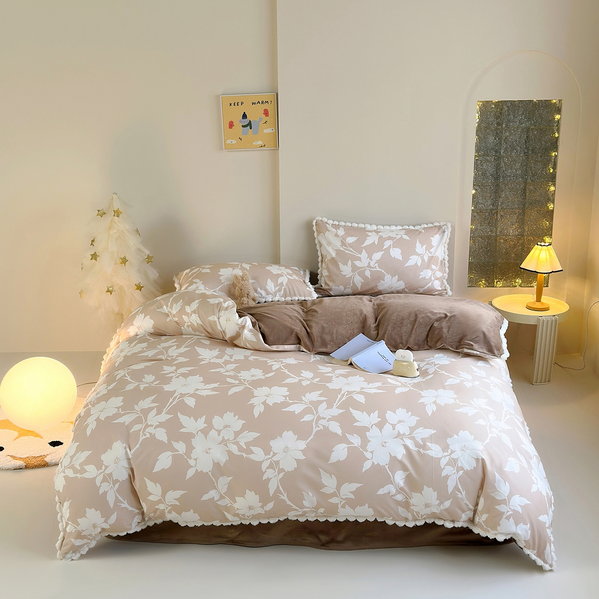 91家纺网 家纺一手货源 找家纺 （总）怡家居 2025秋冬新款毛球花边棉加绒四件套