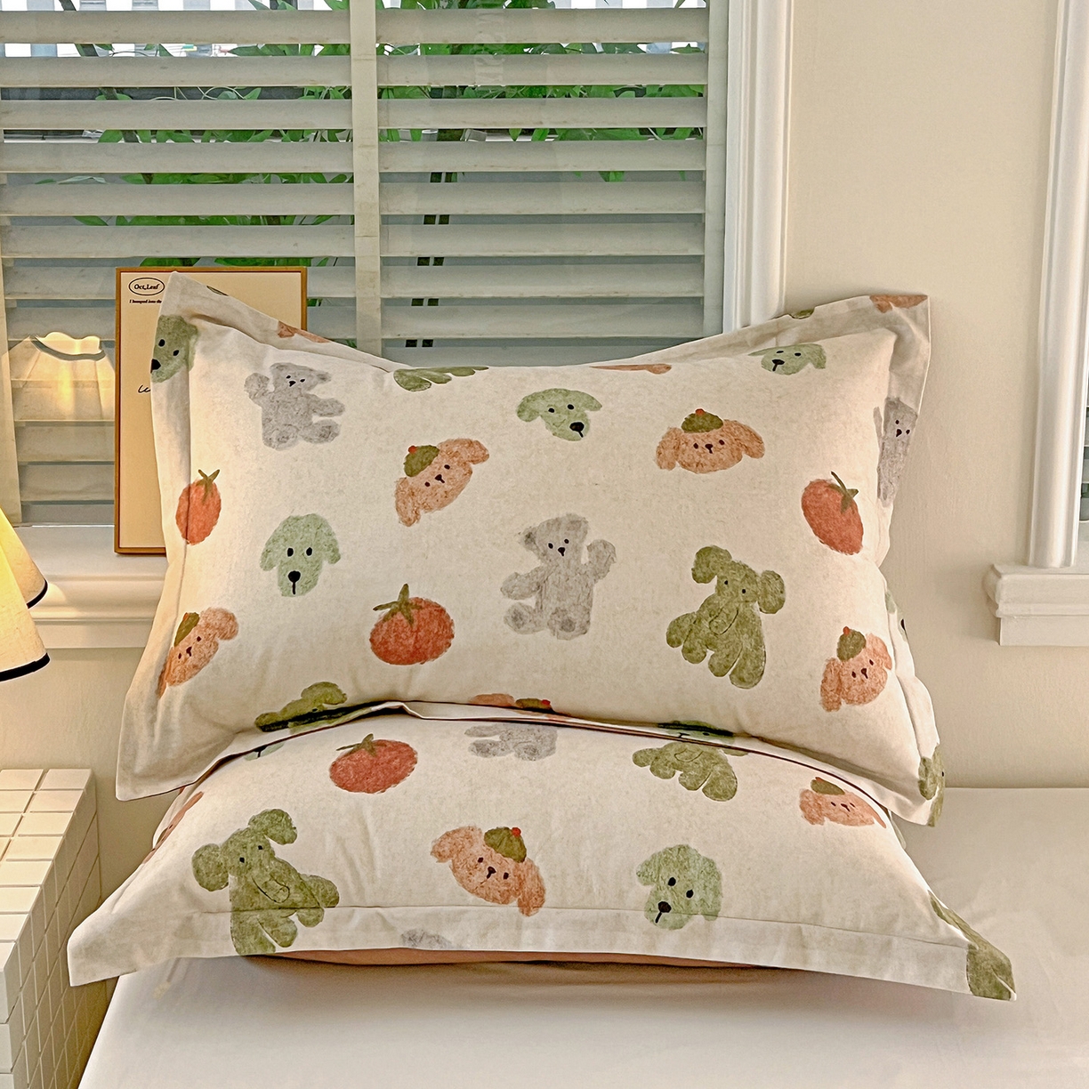 91家纺网 家纺一手货源 找家纺 （总）依庭 2025新款高克重全棉纯棉磨毛印花单枕套