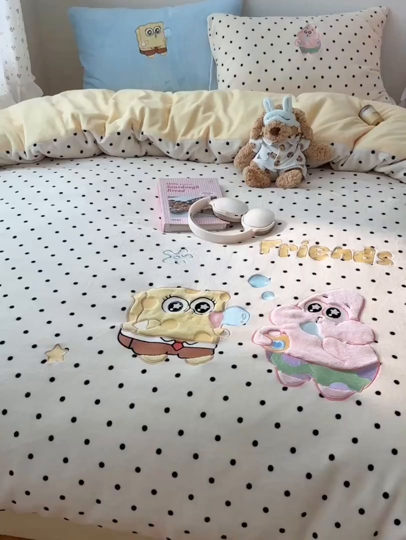 91家纺网 家纺一手货源 找家纺 瑞钰 2025新款亲肤保暖牛奶绒四件套 绵绵星星