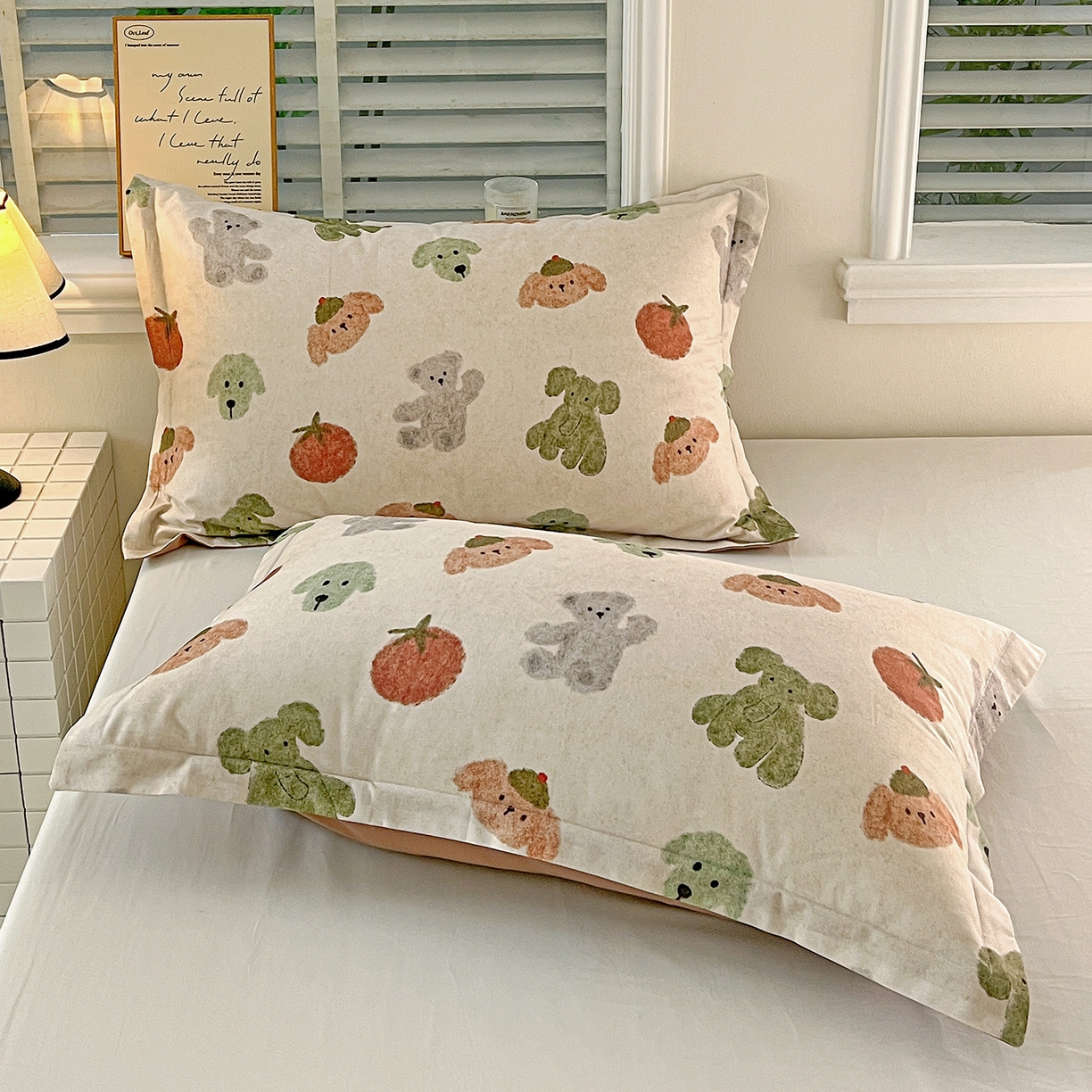 91家纺网 家纺一手货源 找家纺 （总）依庭 2025新款高克重全棉纯棉磨毛印花单枕套