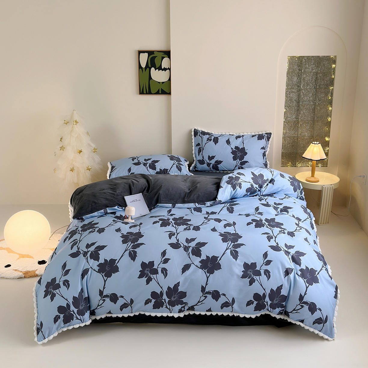 91家纺网 家纺一手货源 找家纺 （总）怡家居 2025秋冬新款毛球花边棉加绒四件套