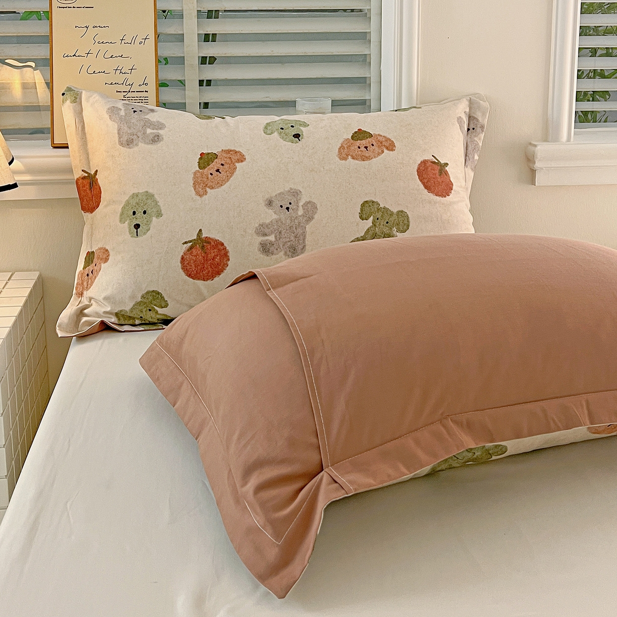 91家纺网 家纺一手货源 找家纺 （总）依庭 2025新款高克重全棉纯棉磨毛印花单枕套