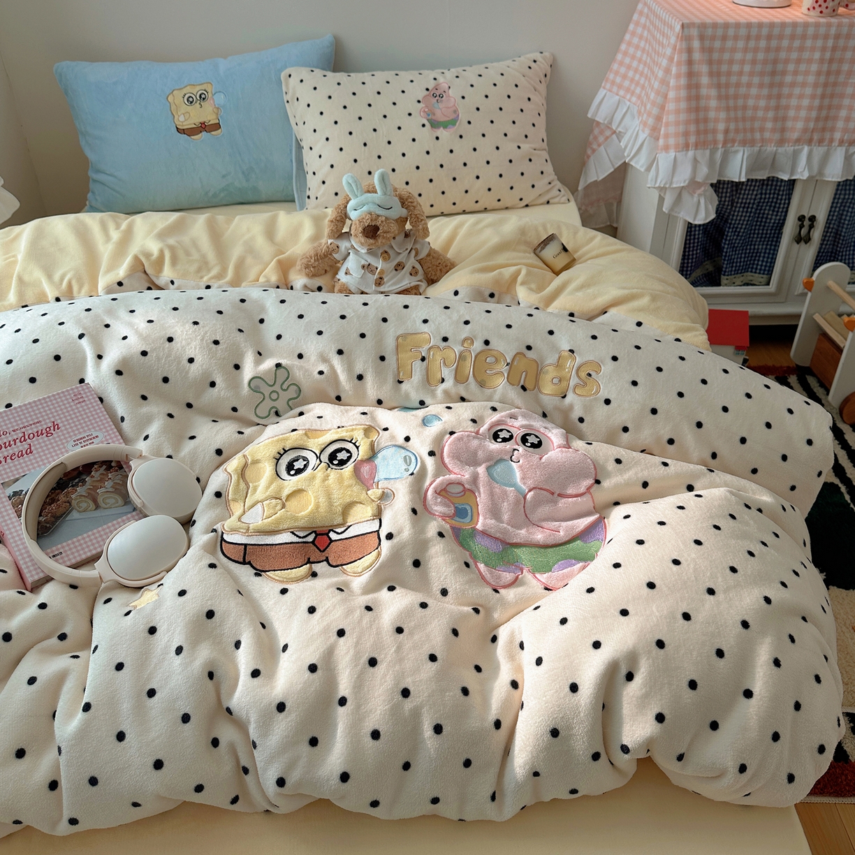 瑞钰 2025新款亲肤保暖牛奶绒四件套 绵绵星星