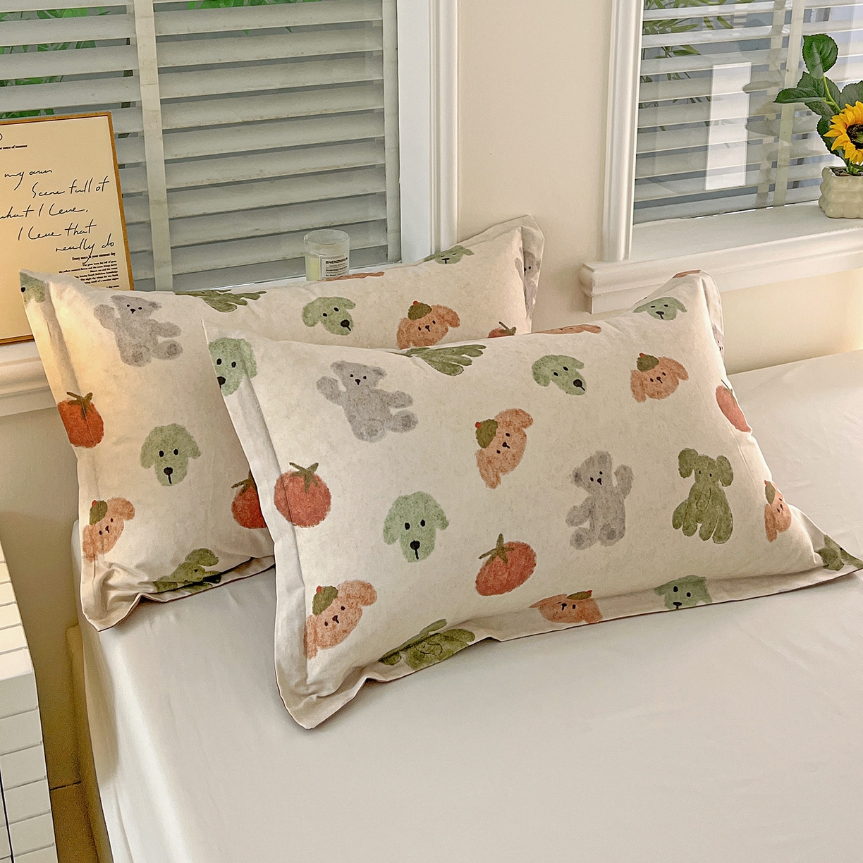 91家纺网 家纺一手货源 找家纺 （总）依庭 2025新款高克重全棉纯棉磨毛印花单枕套