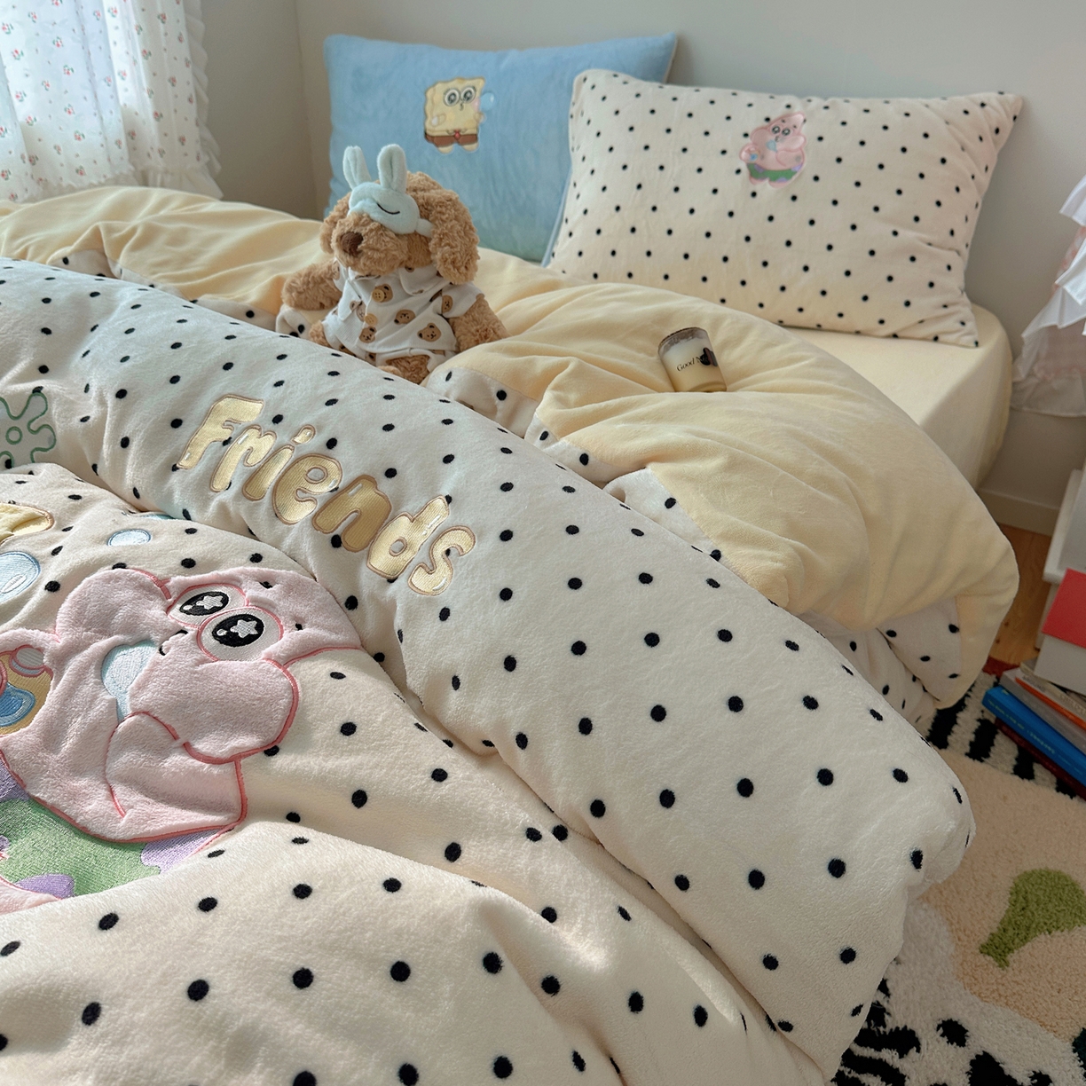 91家纺网 家纺一手货源 找家纺 瑞钰 2025新款亲肤保暖牛奶绒四件套 绵绵星星