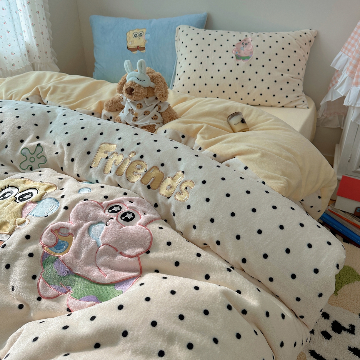 91家纺网 家纺一手货源 找家纺 瑞钰 2025新款亲肤保暖牛奶绒四件套 绵绵星星