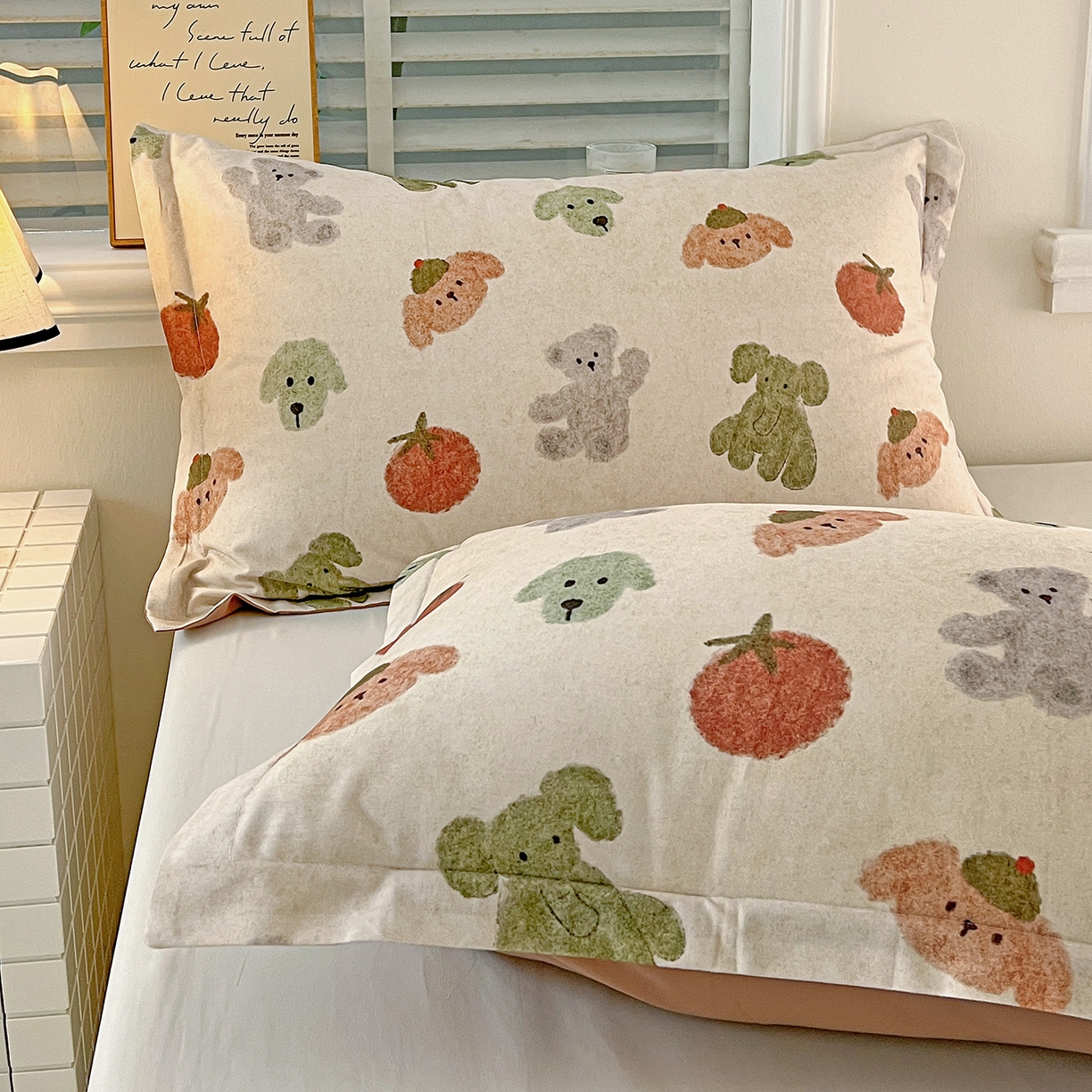 91家纺网 家纺一手货源 找家纺 （总）依庭 2025新款高克重全棉纯棉磨毛印花单枕套