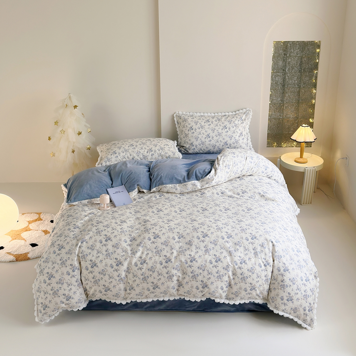 91家纺网 家纺一手货源 找家纺 （总）怡家居 2025秋冬新款毛球花边棉加绒四件套