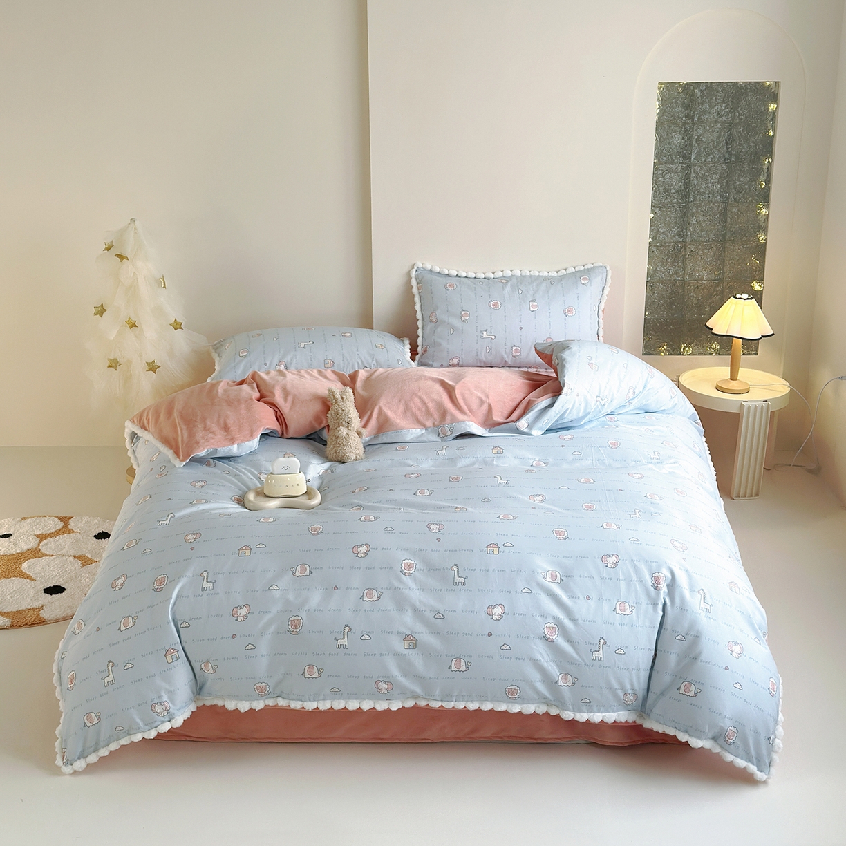 91家纺网 家纺一手货源 找家纺 （总）怡家居 2025秋冬新款毛球花边棉加绒四件套