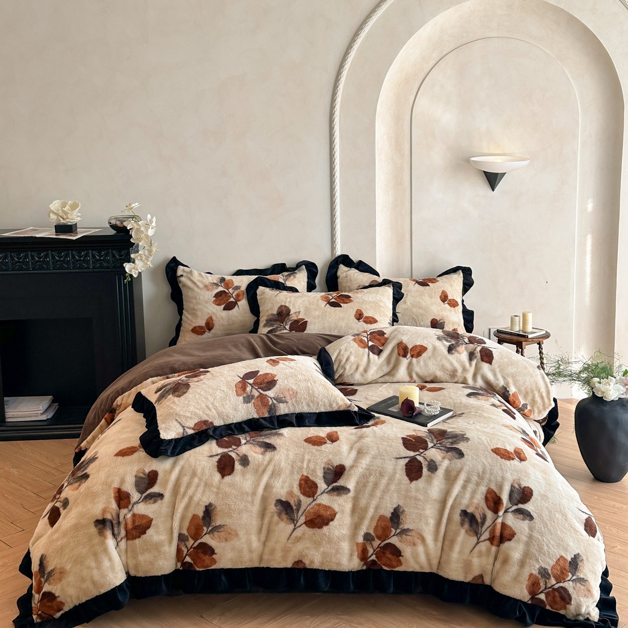 91家纺网 家纺一手货源 找家纺 （总）帝王家纺 2025冬季法式新款加厚兔毛绒牛奶绒四件套保暖珊瑚绒