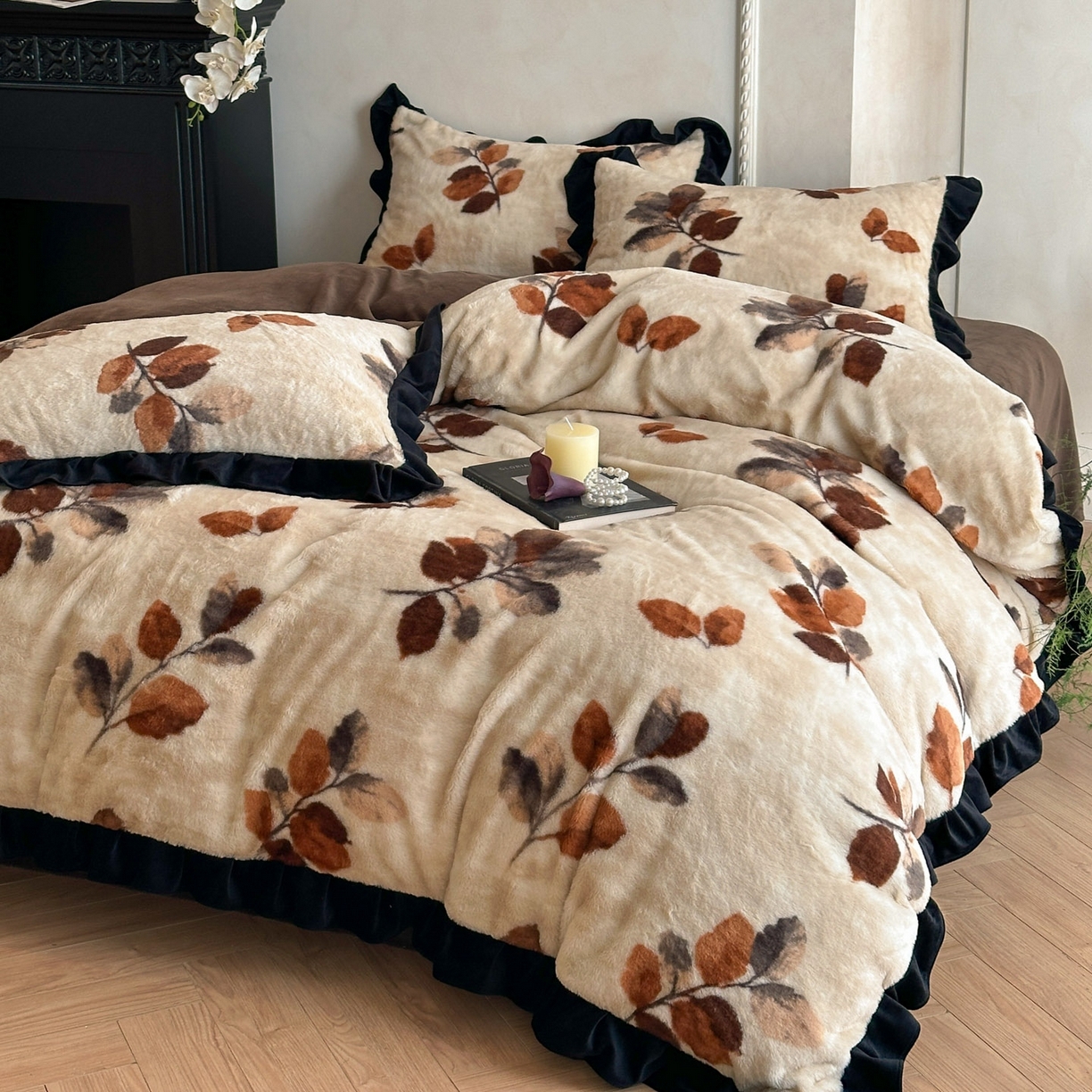 91家纺网 家纺一手货源 找家纺 （总）帝王家纺 2025冬季法式新款加厚兔毛绒牛奶绒四件套保暖珊瑚绒