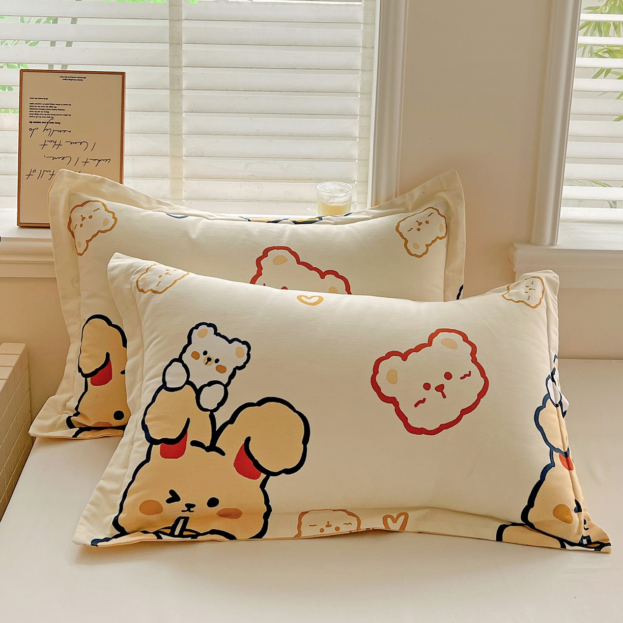 91家纺网 家纺一手货源 找家纺 （总）依庭 2025新款高克重全棉纯棉磨毛印花单枕套