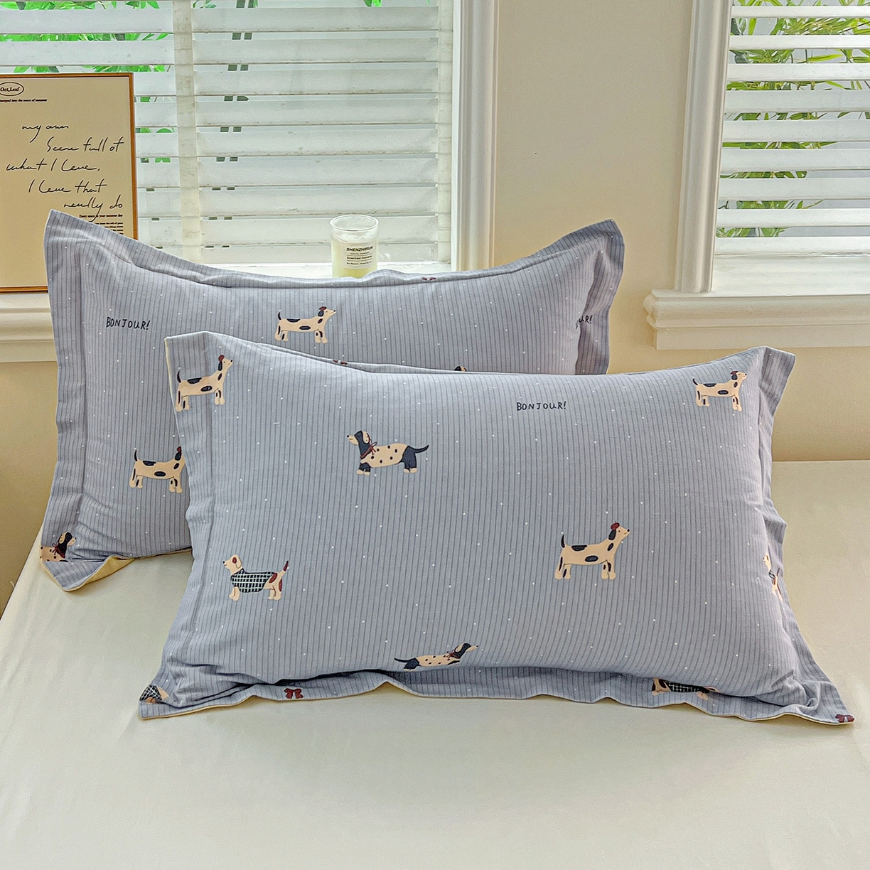 91家纺网 家纺一手货源 找家纺 （总）依庭 2025新款高克重全棉纯棉磨毛印花单枕套