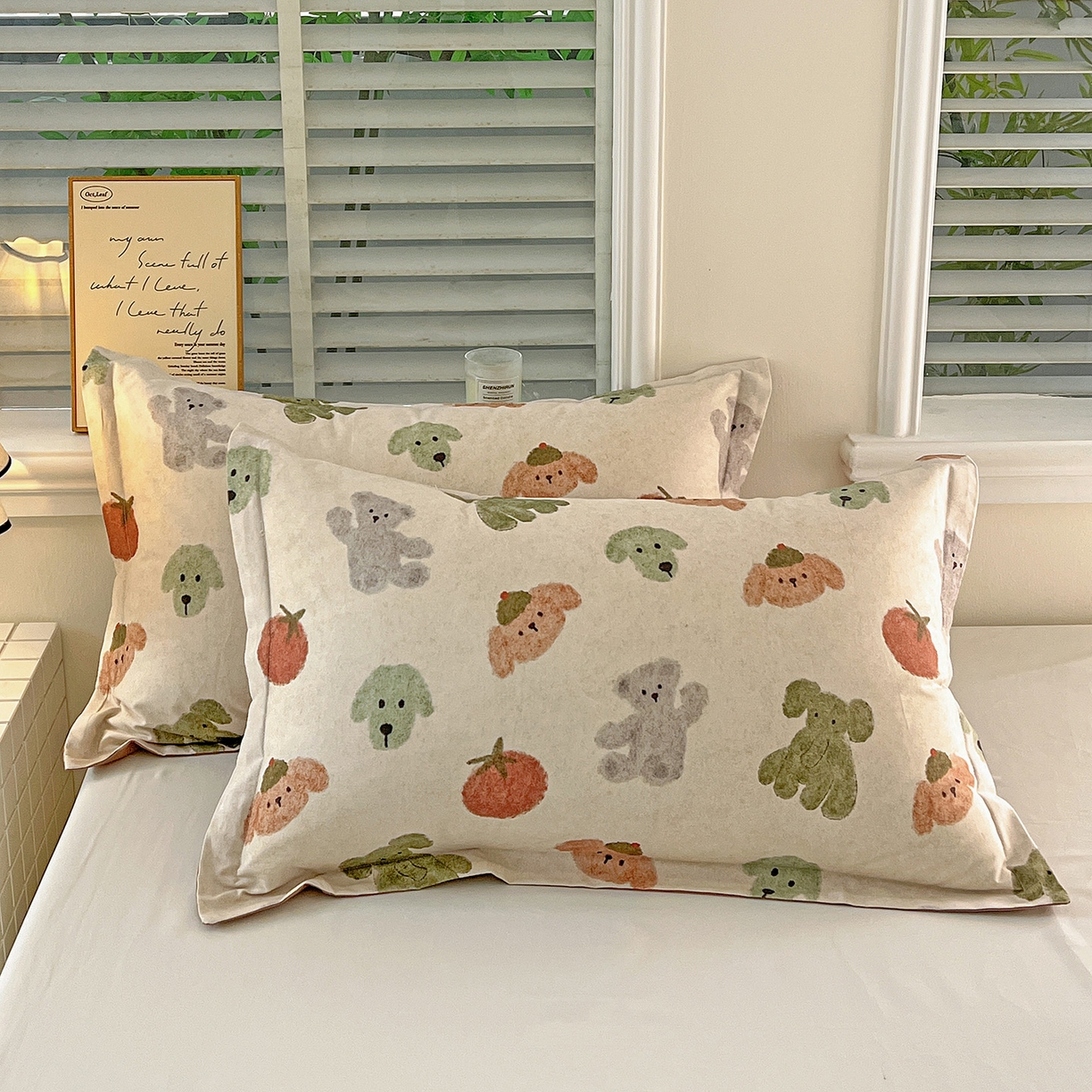 91家纺网 家纺一手货源 找家纺 （总）依庭 2025新款高克重全棉纯棉磨毛印花单枕套