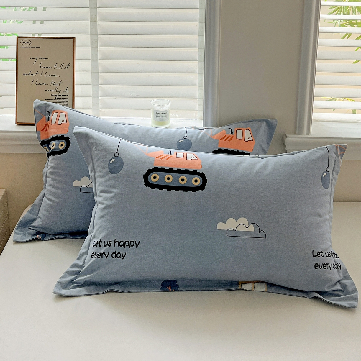 91家纺网 家纺一手货源 找家纺 （总）依庭 2025新款高克重全棉纯棉磨毛印花单枕套