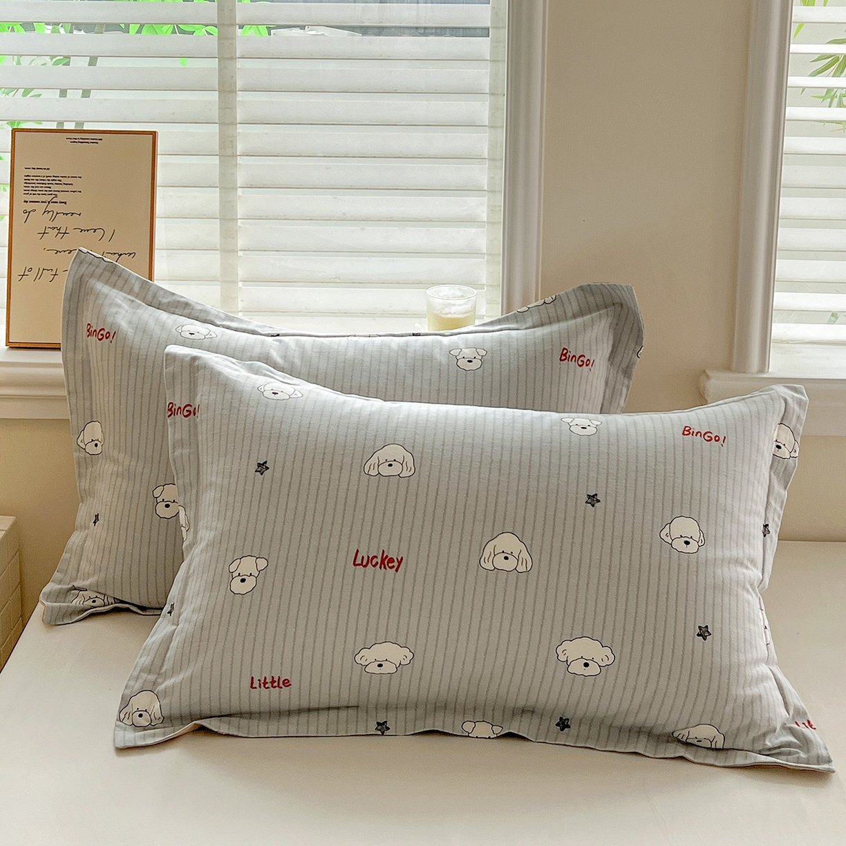 91家纺网 家纺一手货源 找家纺 （总）依庭 2025新款高克重全棉纯棉磨毛印花单枕套