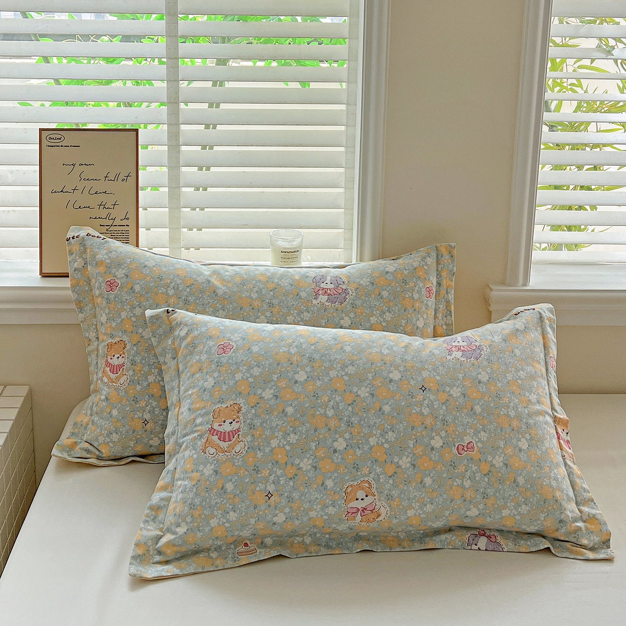 91家纺网 家纺一手货源 找家纺 （总）依庭 2025新款高克重全棉纯棉磨毛印花单枕套