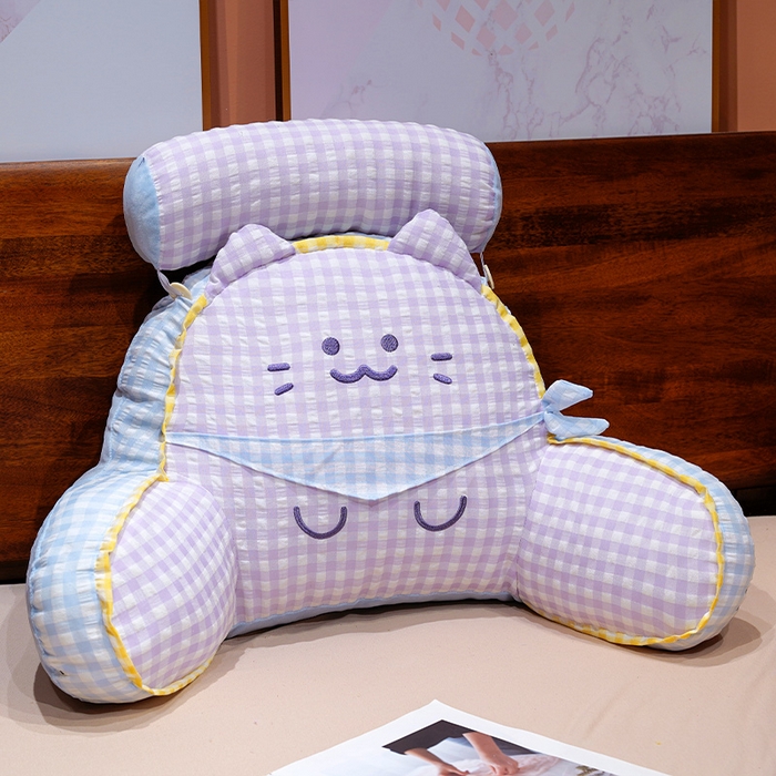 仟亿莱 2025新款方巾喵格子拥抱式腰靠 拥抱紫格方巾喵