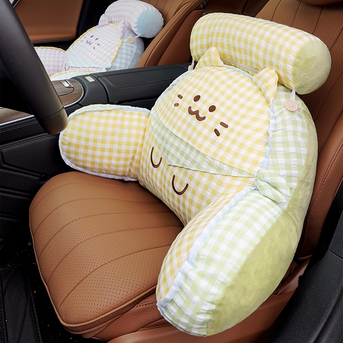 91家纺网 家纺一手货源 找家纺 仟亿莱 2025新款方巾喵格子拥抱式腰靠 组合图仅供展示不可下单