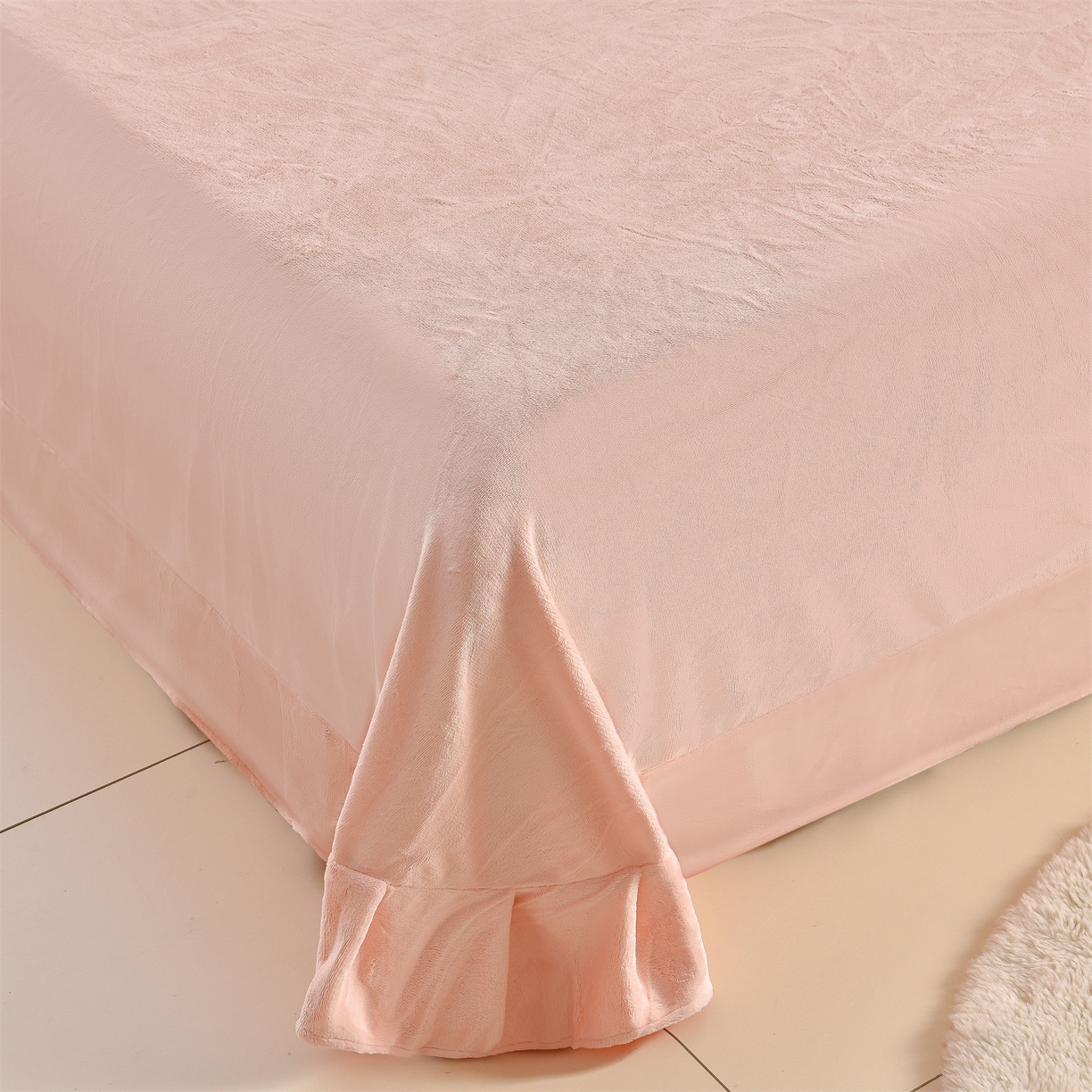 91家纺网 家纺一手货源 找家纺 鼎飞家纺 2025新款A类高克重牛奶绒绣花四件套--舒蕾系列 舒蕾-玉粉