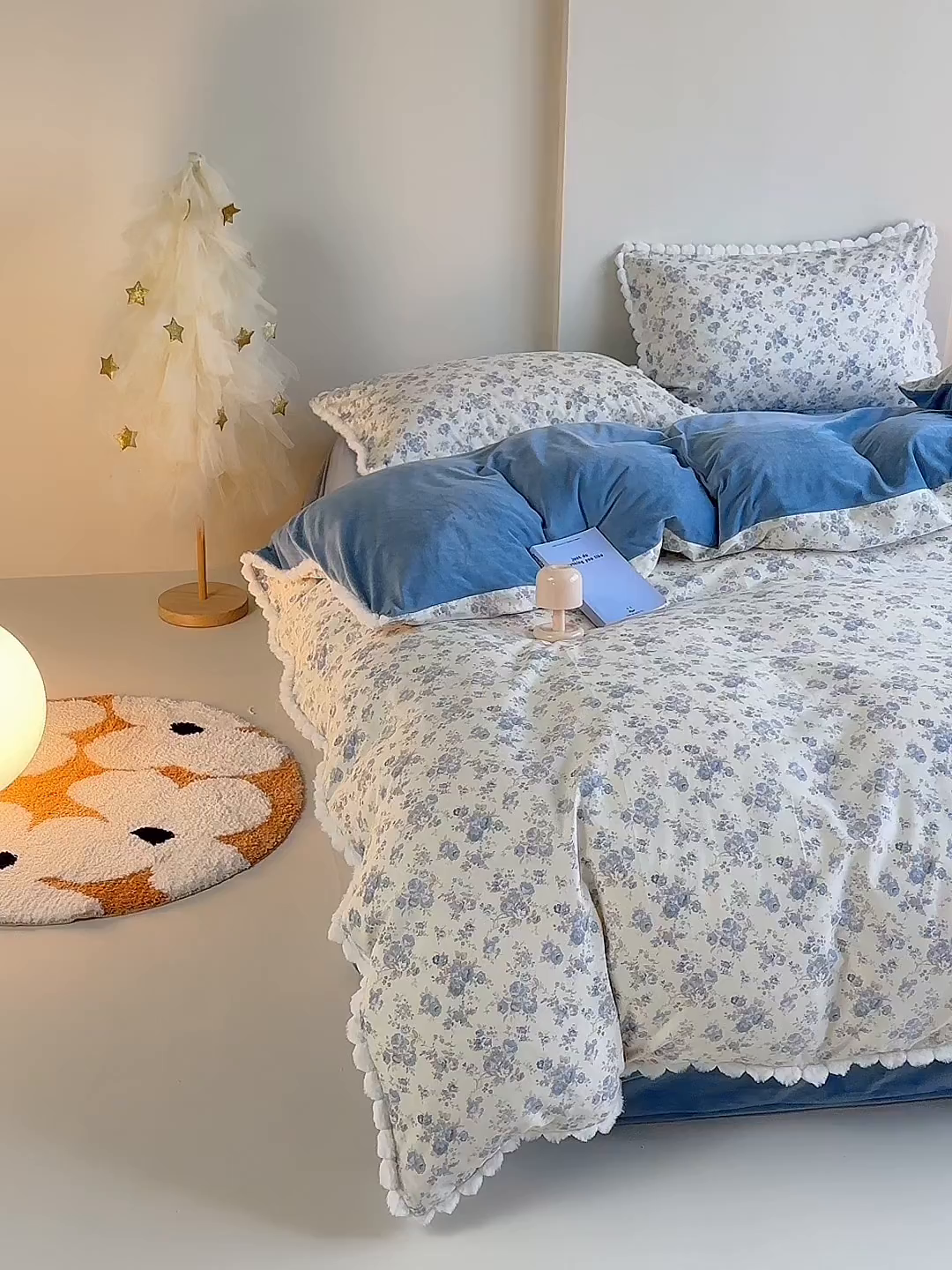 91家纺网 家纺一手货源 找家纺 怡家居 2025秋冬新款毛球花边棉加绒四件套 千代兰