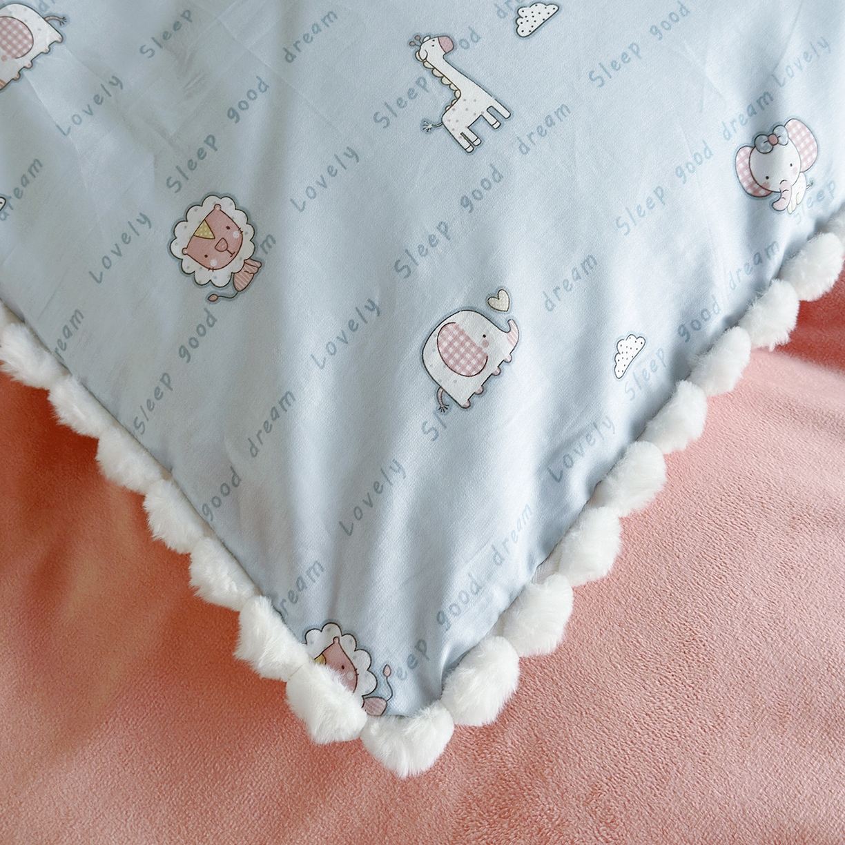 91家纺网 家纺一手货源 找家纺 怡家居 2025秋冬新款毛球花边棉加绒四件套 童趣