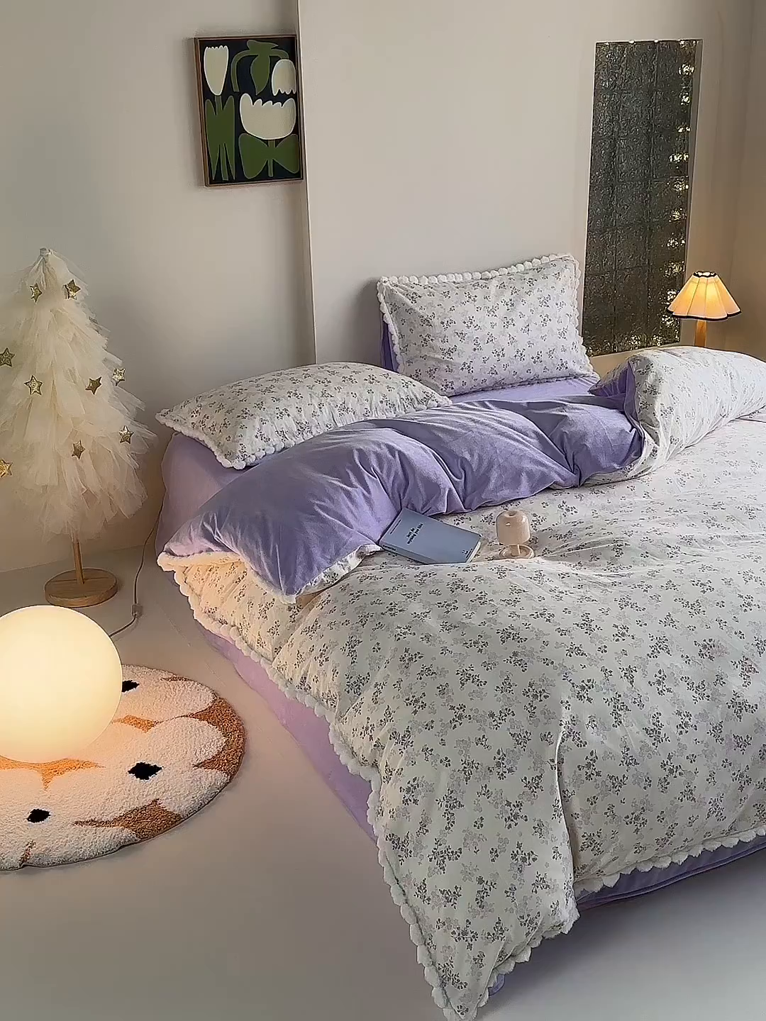 91家纺网 家纺一手货源 找家纺 怡家居 2025秋冬新款毛球花边棉加绒四件套 嫣然