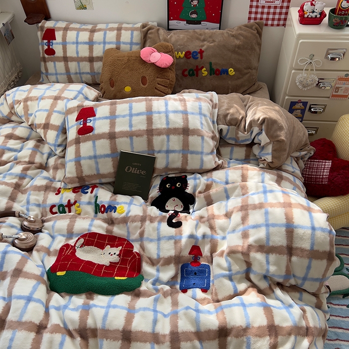 91家纺网 家纺一手货源 找家纺 （总）原素 2025秋冬加厚牛奶绒毛巾绣四件套