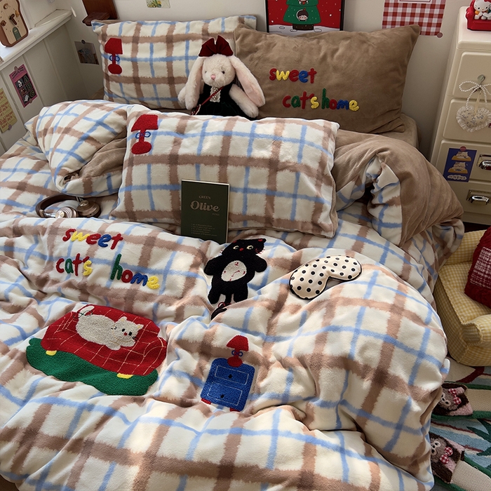 91家纺网 家纺一手货源 找家纺 （总）原素 2025秋冬加厚牛奶绒毛巾绣四件套