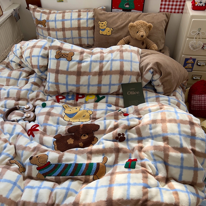 91家纺网 家纺一手货源 找家纺 （总）原素 2025秋冬加厚牛奶绒毛巾绣四件套