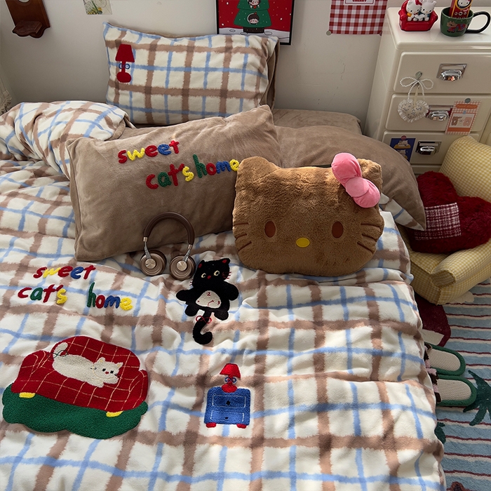 91家纺网 家纺一手货源 找家纺 （总）原素 2025秋冬加厚牛奶绒毛巾绣四件套