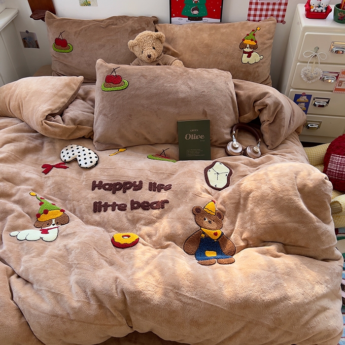 91家纺网 家纺一手货源 找家纺 （总）原素 2025秋冬加厚牛奶绒毛巾绣四件套