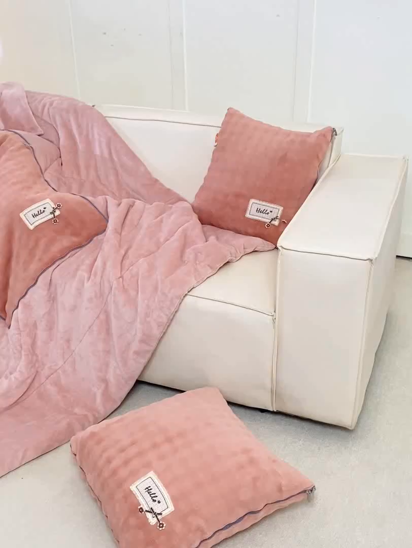 91家纺网 家纺一手货源 找家纺 （总）多今家纺 2025新款牛奶绒贴布抱枕被子-遇见系列