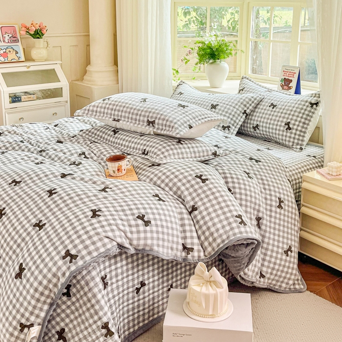 91家纺网 家纺一手货源 找家纺 尚美家纺 2025冬季新品豆豆绒高克重床盖被套四件套 蝴蝶飞舞