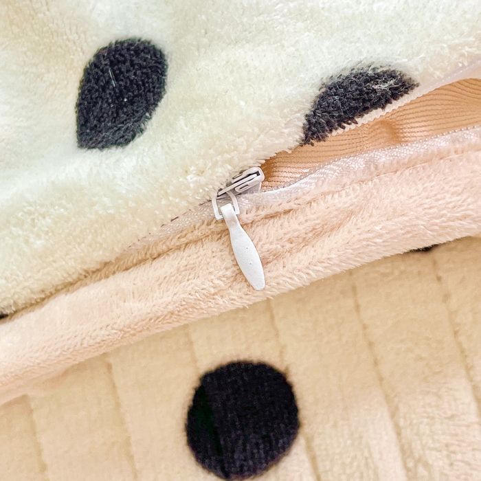 91家纺网 家纺一手货源 找家纺 尚美家纺 2025冬季新品豆豆绒高克重床盖被套四件套 小波点米色