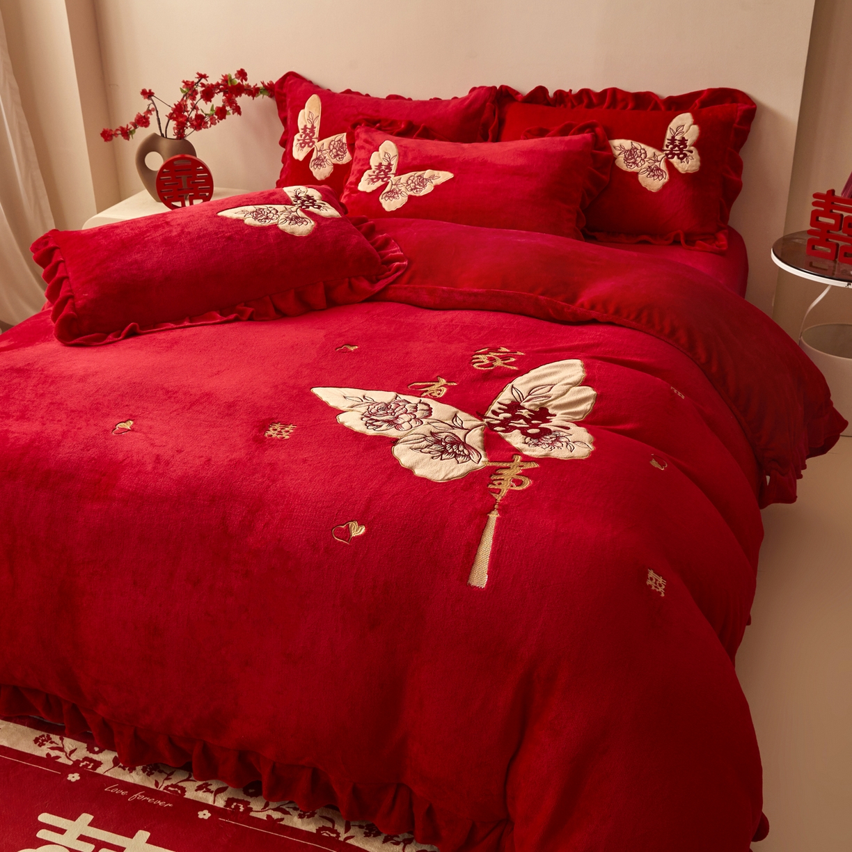 91家纺网 家纺一手货源 找家纺 （总）千希家纺2025新款水洗真丝大花边四件套