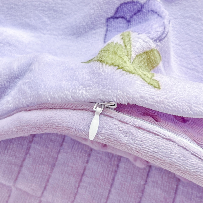 91家纺网 家纺一手货源 找家纺 尚美家纺 2025冬季新品豆豆绒高克重床盖被套四件套 紫色郁金香