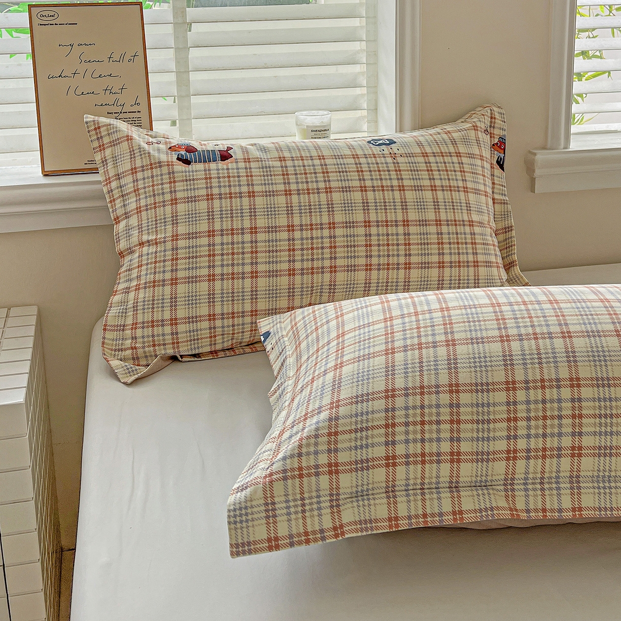 91家纺网 家纺一手货源 找家纺 依庭 2025新款高克重全棉纯棉磨毛印花单枕套 奶油小狗