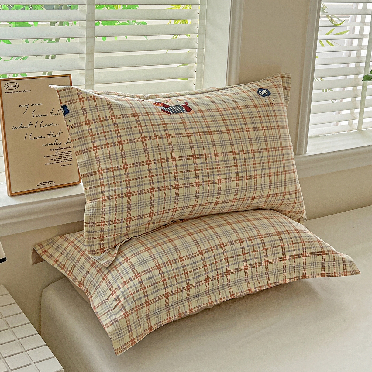 91家纺网 家纺一手货源 找家纺 依庭 2025新款高克重全棉纯棉磨毛印花单枕套 奶油小狗