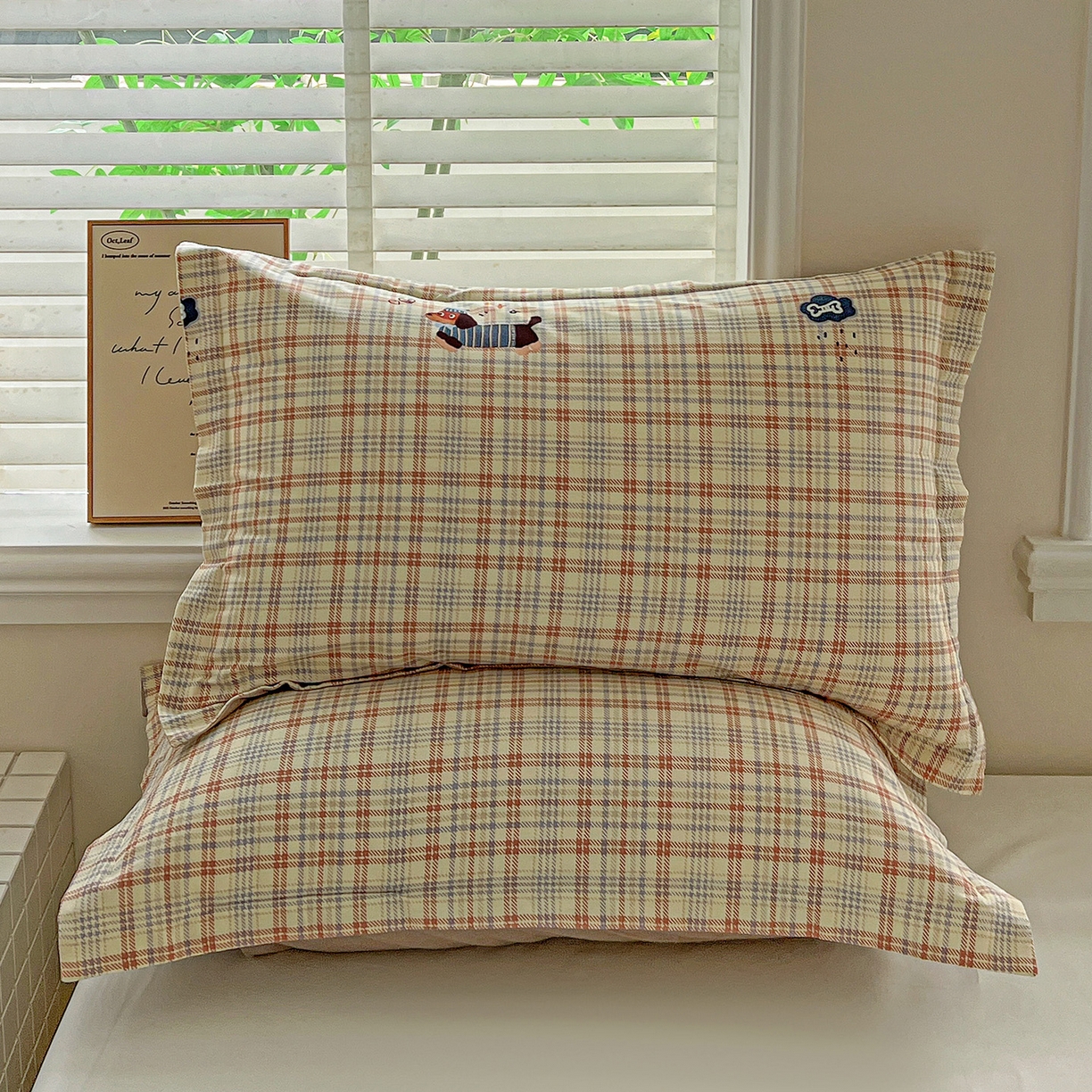 91家纺网 家纺一手货源 找家纺 依庭 2025新款高克重全棉纯棉磨毛印花单枕套 奶油小狗