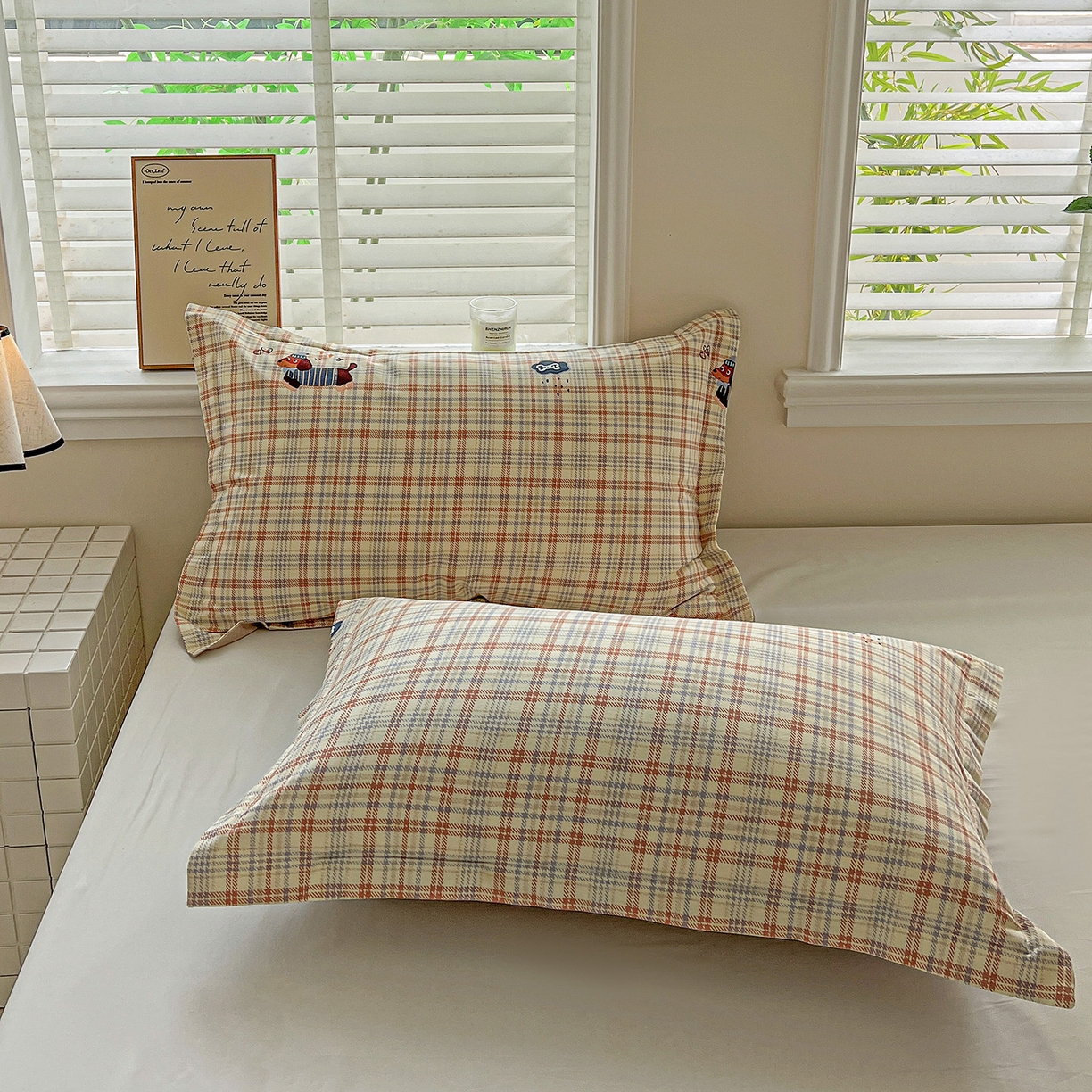 91家纺网 家纺一手货源 找家纺 依庭 2025新款高克重全棉纯棉磨毛印花单枕套 奶油小狗