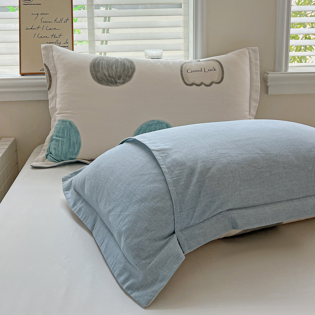 91家纺网 家纺一手货源 找家纺 依庭 2025新款高克重全棉纯棉磨毛印花单枕套 南瓜熊