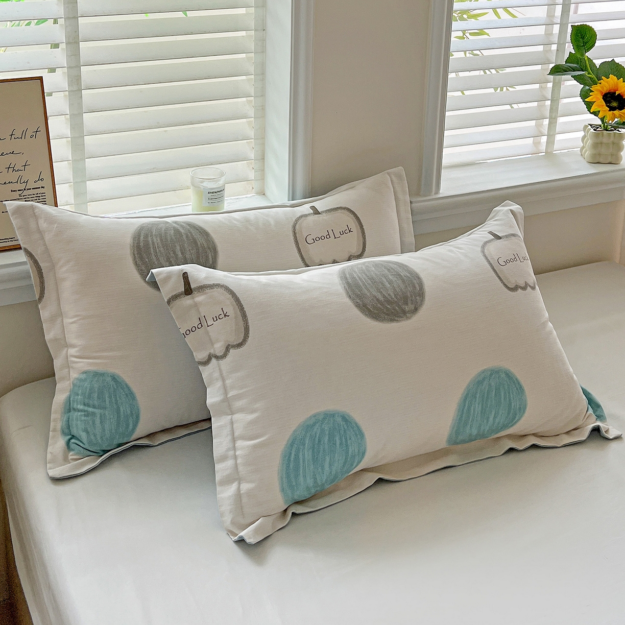 91家纺网 家纺一手货源 找家纺 依庭 2025新款高克重全棉纯棉磨毛印花单枕套 南瓜熊