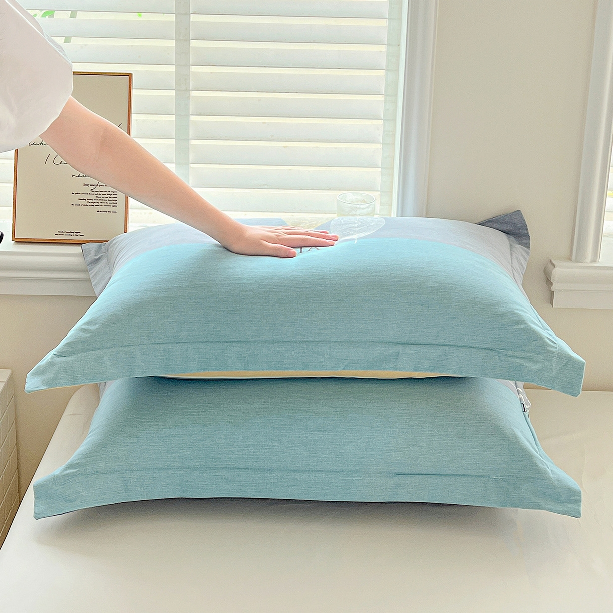 91家纺网 家纺一手货源 找家纺 依庭 2025新款高克重全棉纯棉磨毛印花单枕套 尼彩