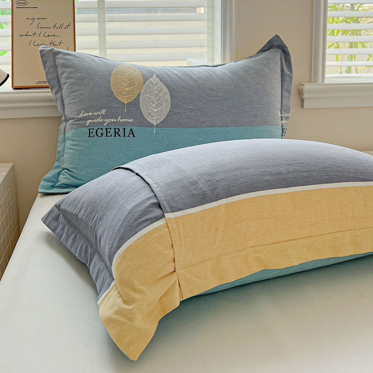 91家纺网 家纺一手货源 找家纺 依庭 2025新款高克重全棉纯棉磨毛印花单枕套 尼彩