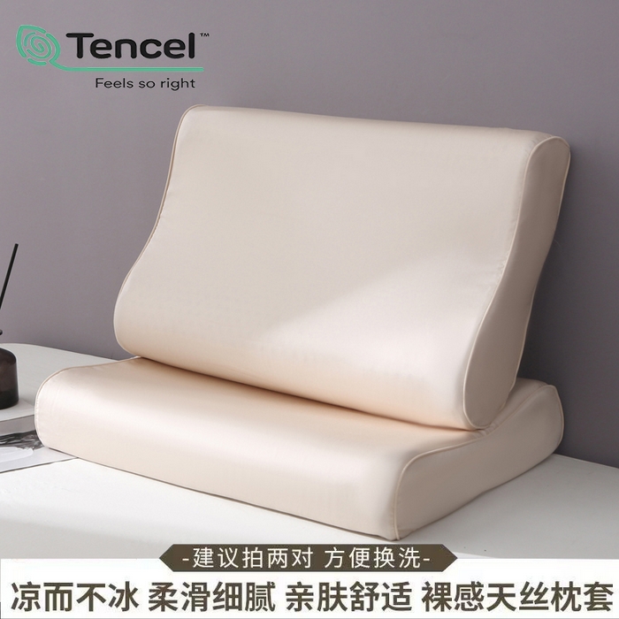 91家纺网 家纺一手货源 找家纺 凯森家纺 兰精天丝乳胶枕套记忆枕枕芯套一对30x50cm儿童35x55cm夏季冰丝蚕丝40x60记忆枕专用 100%莱赛尔天丝-珍珠白