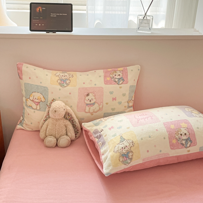 91家纺网 家纺一手货源 找家纺 瑞钰 2025新款A类加厚牛奶绒印花四件套 动物之家