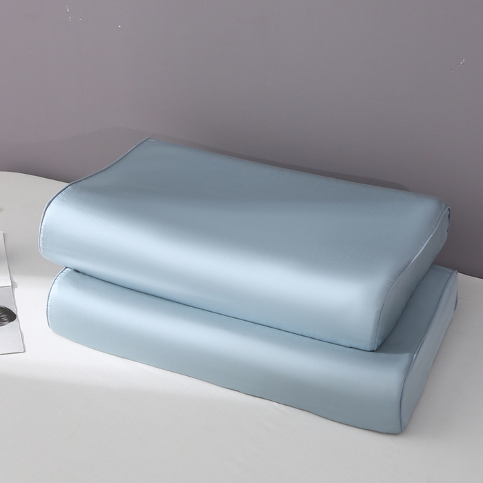 91家纺网 家纺一手货源 找家纺 凯森家纺 兰精天丝乳胶枕套记忆枕枕芯套一对30x50cm儿童35x55cm夏季冰丝蚕丝40x60记忆枕专用 100%莱赛尔天丝-智能蓝