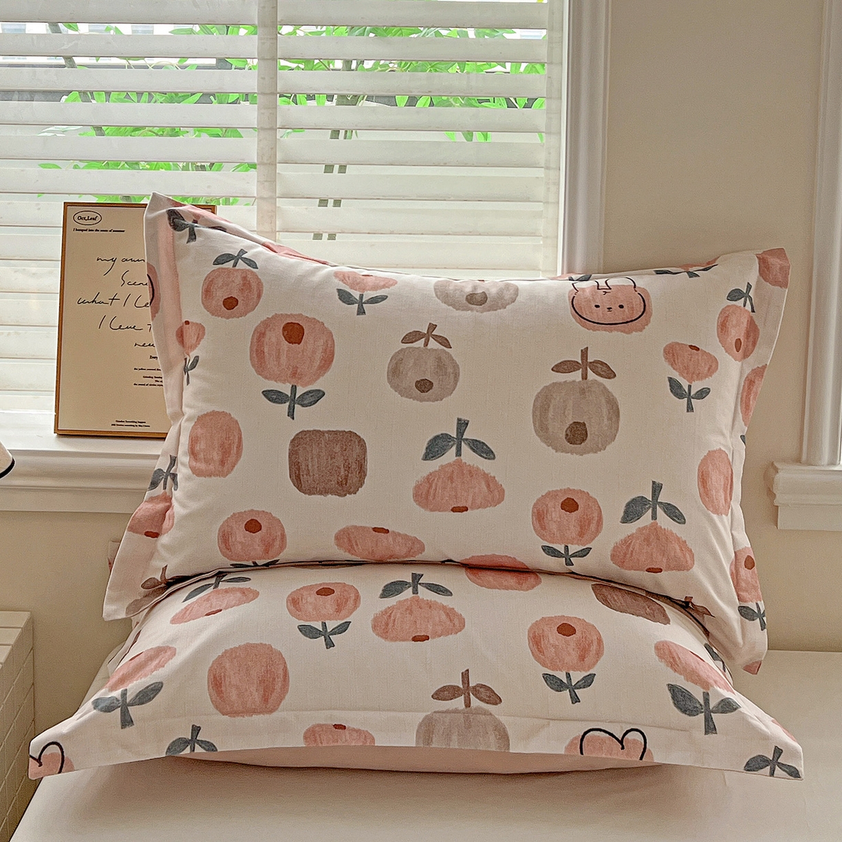 91家纺网 家纺一手货源 找家纺 依庭 2025新款高克重全棉纯棉磨毛印花单枕套 山樱